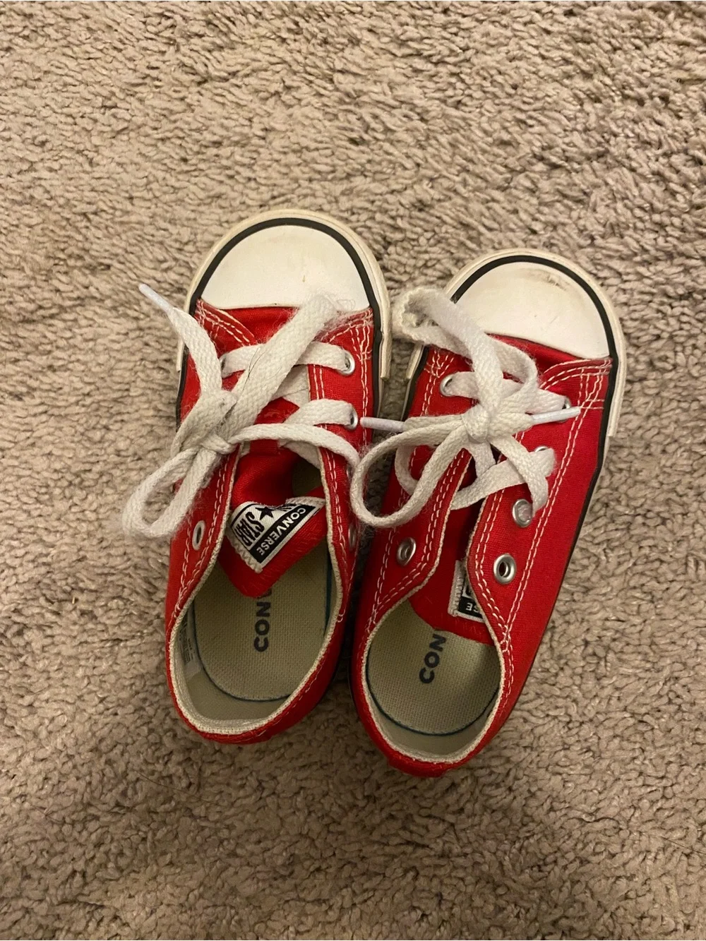 Converse Kids Red Low-Top Canvas Sneakers with White Accents